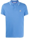 Moncler Striped Trim Polo Shirt In Blue