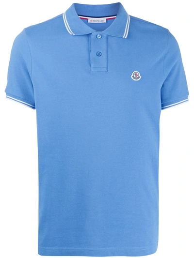 Moncler 条纹边饰polo衫 In Blue