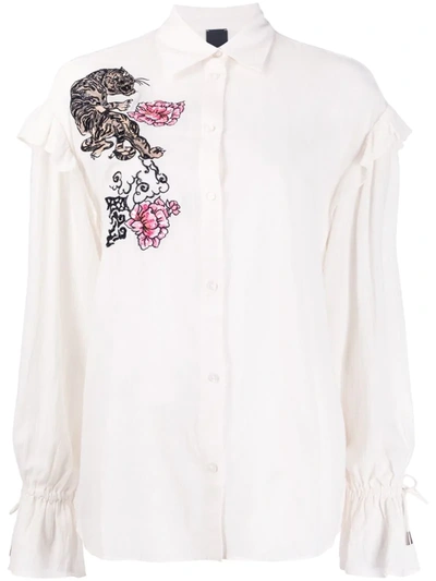 Pinko Embellished Tiger Blouse In White