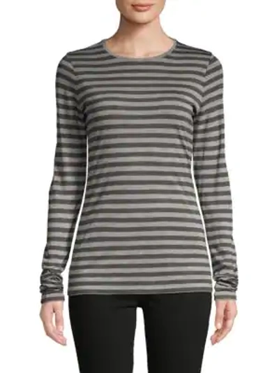 Vince Heather Striped Top In Heather Grey