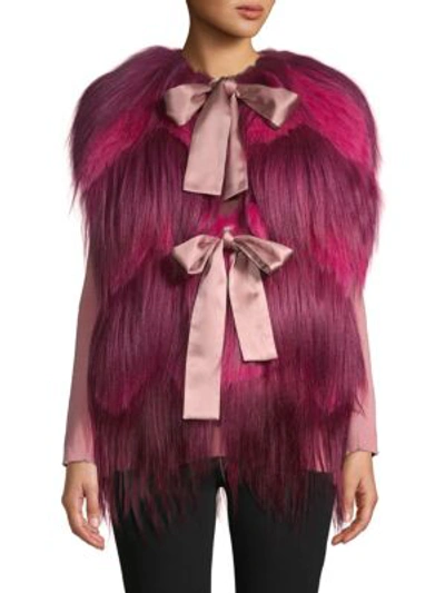 Dolce & Gabbana Goat & Fox Fur Vest In Pink
