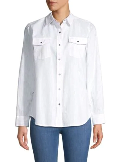 Karl Lagerfeld ​striped Cotton Collared Shirt In White