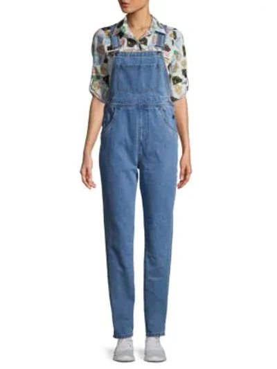 Weworewhat Women's Patch-pocket Denim Overalls In Light Wash