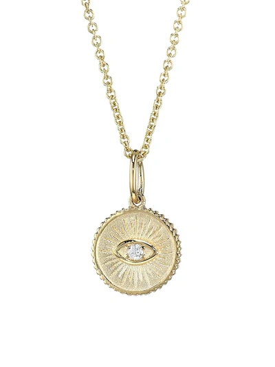 Sydney Evan 14k Yellow Gold & Diamond Small Marquis Eye Coin Necklace