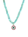 Sydney Evan Women's Small Arizona Turquoise Bead, Ruby & Enamel Evil Eye Charm Necklace In Blue