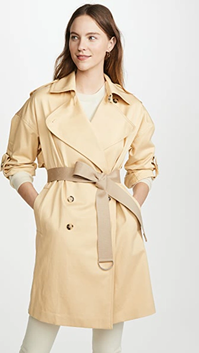 Club Monaco Belted Double Breasted Trench Coat In Chamomile
