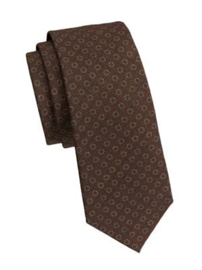 Brunello Cucinelli Men's Polka Dot Silk Tie In Brown