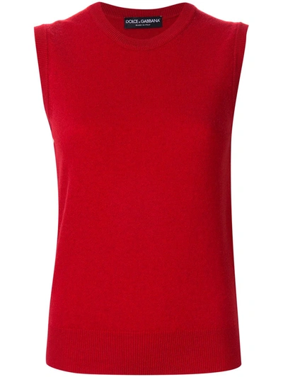 Dolce & Gabbana Sleeveless Tank Top In Red