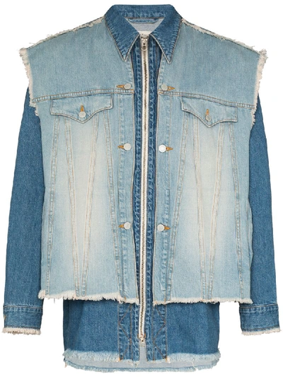 Iroquois Two-tone Denim Jacket In Blue