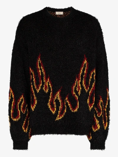 Iroquois Flame Intarsia Knit Jumper In Black