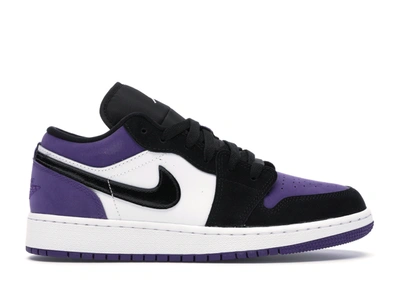 Pre-owned Jordan 1 Low Court Purple (gs) In White/black-court Purple