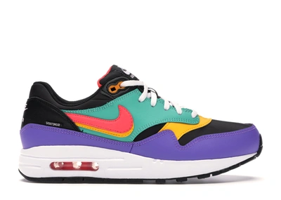 Pre-owned Nike Air Max 1 Game Change Black Kinetic Green (gs) In Black/kinetic Green/psychic Purple