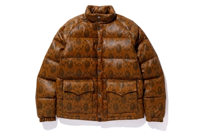 Pre-owned Bape  X Coach Leather Down Jacket Brown