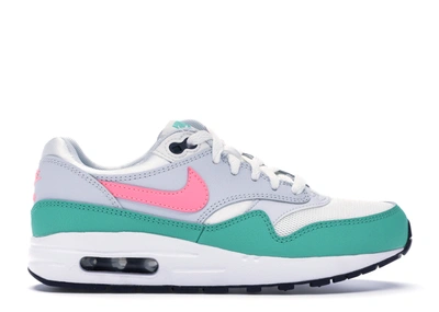 Pre-owned Nike Air Max 1 South Beach (gs) In Summit White/kinetic  Green-pure Platinum-sunset Pulse | ModeSens