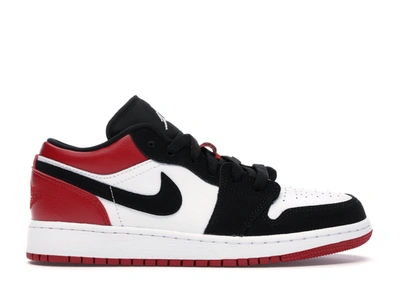 Pre-owned Jordan 1 Low Black Toe (2019) (gs) In White/black-gym Red