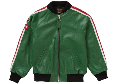 Pre-owned Supreme  Vanson Leathers Perforated Bomber Jacket Green