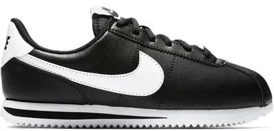 Pre-owned Nike Cortez Basic Leather Black White (gs) In Black/white