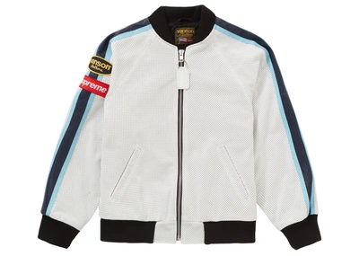 Pre-owned Supreme  Vanson Leathers Perforated Bomber Jacket White
