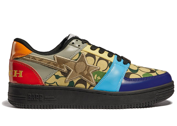 a bathing ape bapesta coach multi