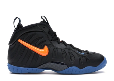 Pre-owned Nike Air Foamposite Pro Knicks (gs) In Black/total Orange-battle Blue