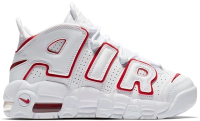 Pre-owned Nike Air More Uptempo White Varsity Red Outline (2018/2021) (gs) In White/varsity Red-white