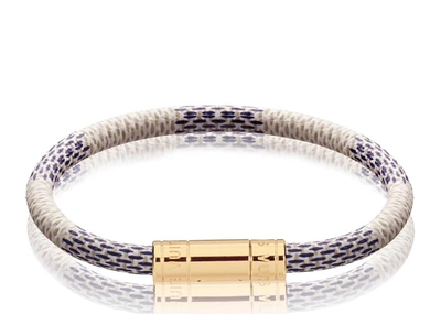 Pre-owned Louis Vuitton Keep It Bracelet Damier Azur White/blue