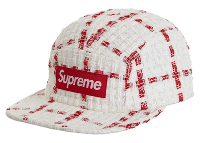 Pre-owned Supreme  Ribbon Boucle Camp Cap White