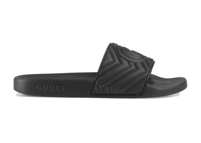 Pre-owned Gucci  Matelasse Slide Black