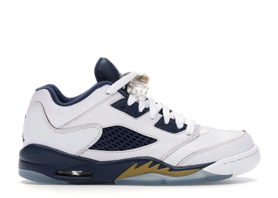 Pre-owned Jordan 5 Retro Low Dunk From Above (gs) In White/metallic Gold Star-midnight Navy