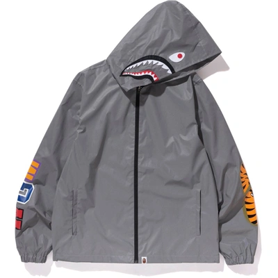 Pre-owned Bape  Reflector Shark Hoodie Jacket Silver