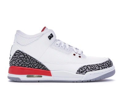 Pre-owned Jordan 3 Retro Hall Of Fame (gs) In White/fire Red-cement Grey-black
