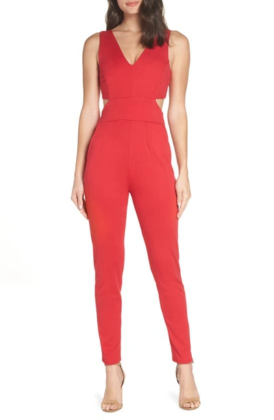 Fraiche By J Cutout Jumpsuit In Red