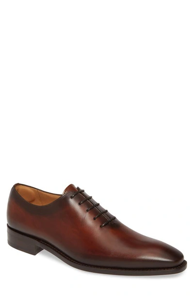 Mezlan Stacked Heel Leather Oxford Shoes In Burgundy