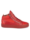 Giuseppe Zanotti Double Zip Leather High-top Sneakers In Red