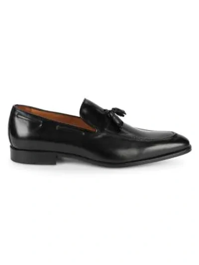 Massimo Matteo Leather Tassel Loafers In Black