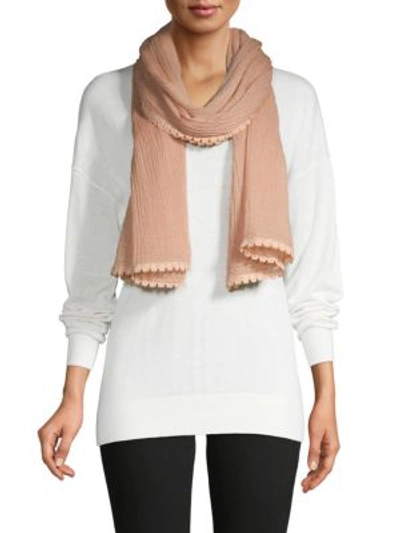 Vince Camuto Textured Lace-trim Scarf In Sand