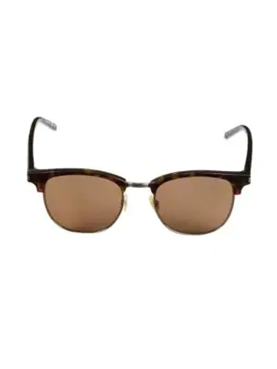 Saint Laurent 52mm Half-rim Sunglasses In Havana