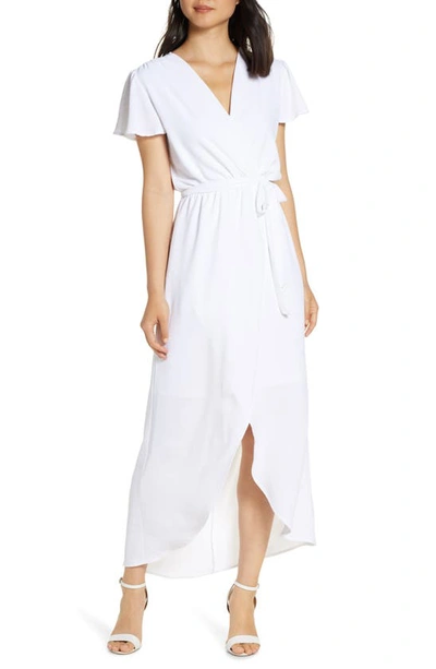 Fraiche By J High/low Faux Wrap Dress In White
