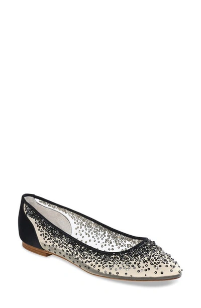 Bella Belle Ariel Sequin Flat In Black Silk