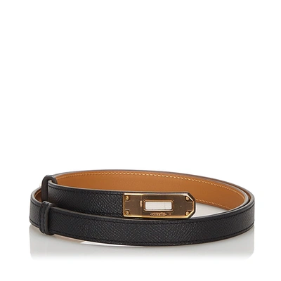 Pre-owned Hermes Epsom Kelly Belt In Grey