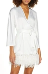 Rya Collection Swan Feather-hem Robe, Inclusive Sizing In Ivory