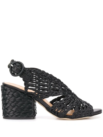 Paloma Barceló Black 'millicent' Sandals In Raffia