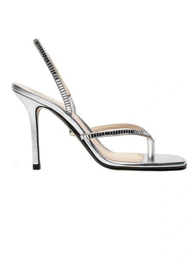 Alevì Silver Embellished Gina Sandals In Grey