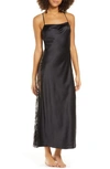 Rya Collection Darling Satin & Lace Nightgown In Black