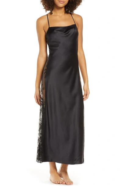 Rya Collection Darling Lace-inset Satin Gown In Black