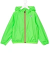 K-way Kids' Green Contrast Zip Up Jacket In Intense Green