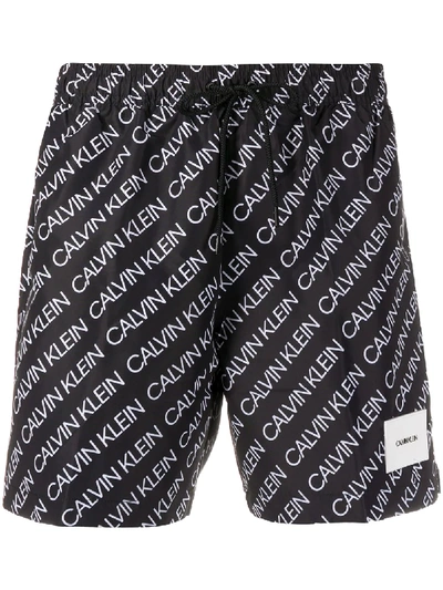Calvin Klein Repeat Logo Swim Shorts In Black