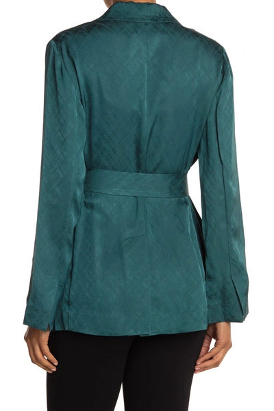 Equipment Ramond Belted Satin-jacquard Blazer In Atlntcdeep