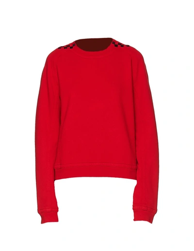 Haider Ackermann Jacquard-trimmed French Cotton-terry Sweatshirt In Red