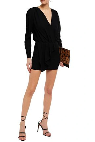 Iro Oak Wrap-effect Drepe Crepe Mini Dress In Black